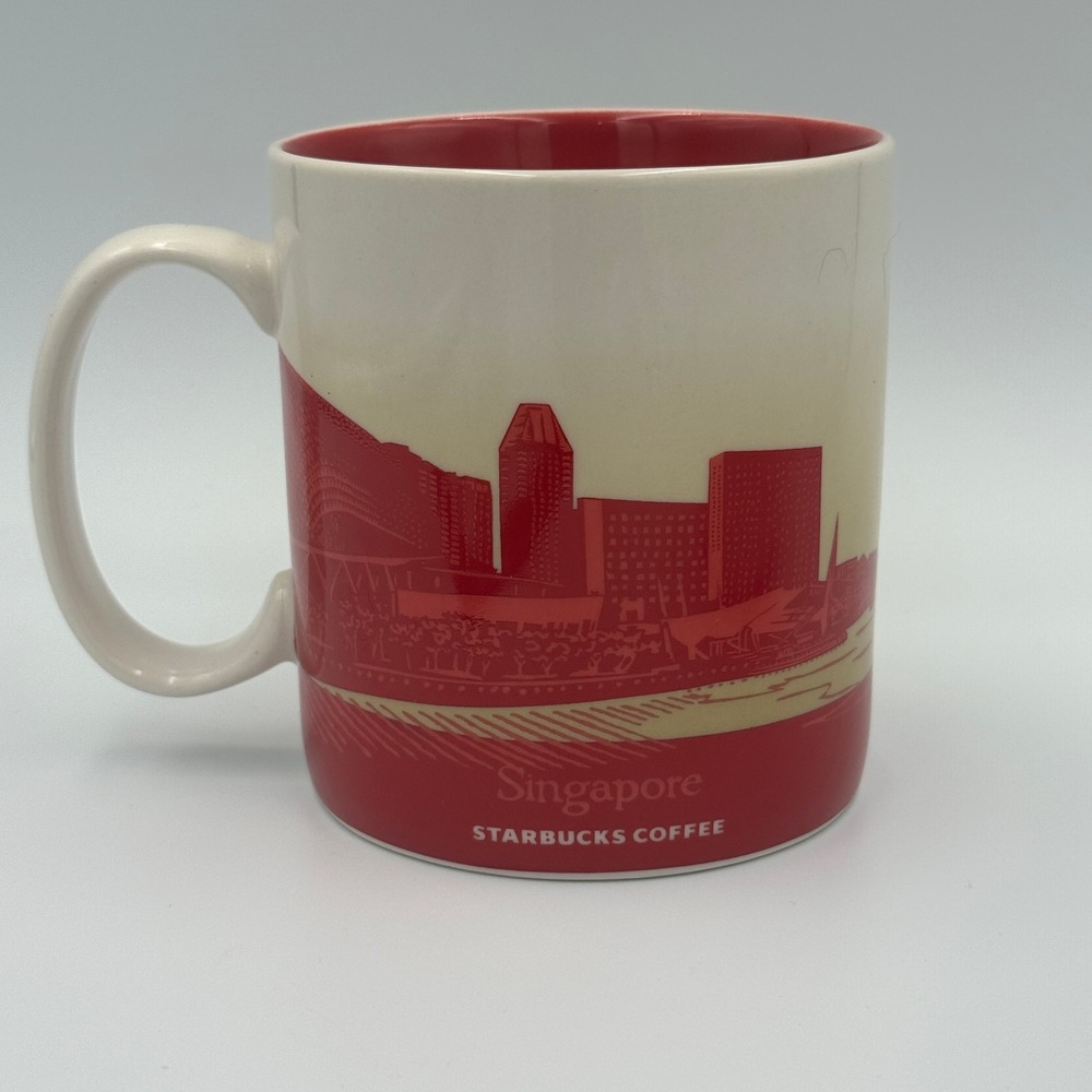 Starbucks Singapore Global Icon Series Coffee Mug 16oz Red Cream Skyline 2015 - Picture 3 of 16